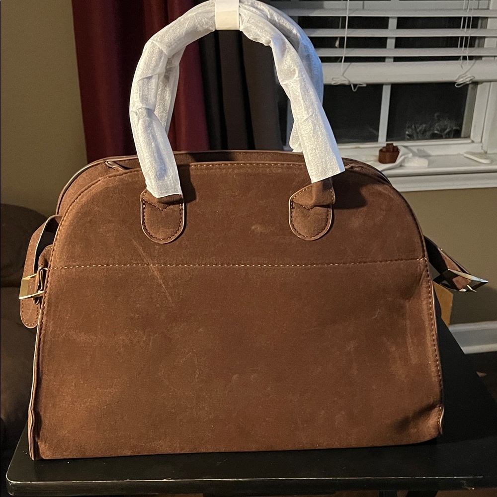 New Elegant Brown Suede Handbag